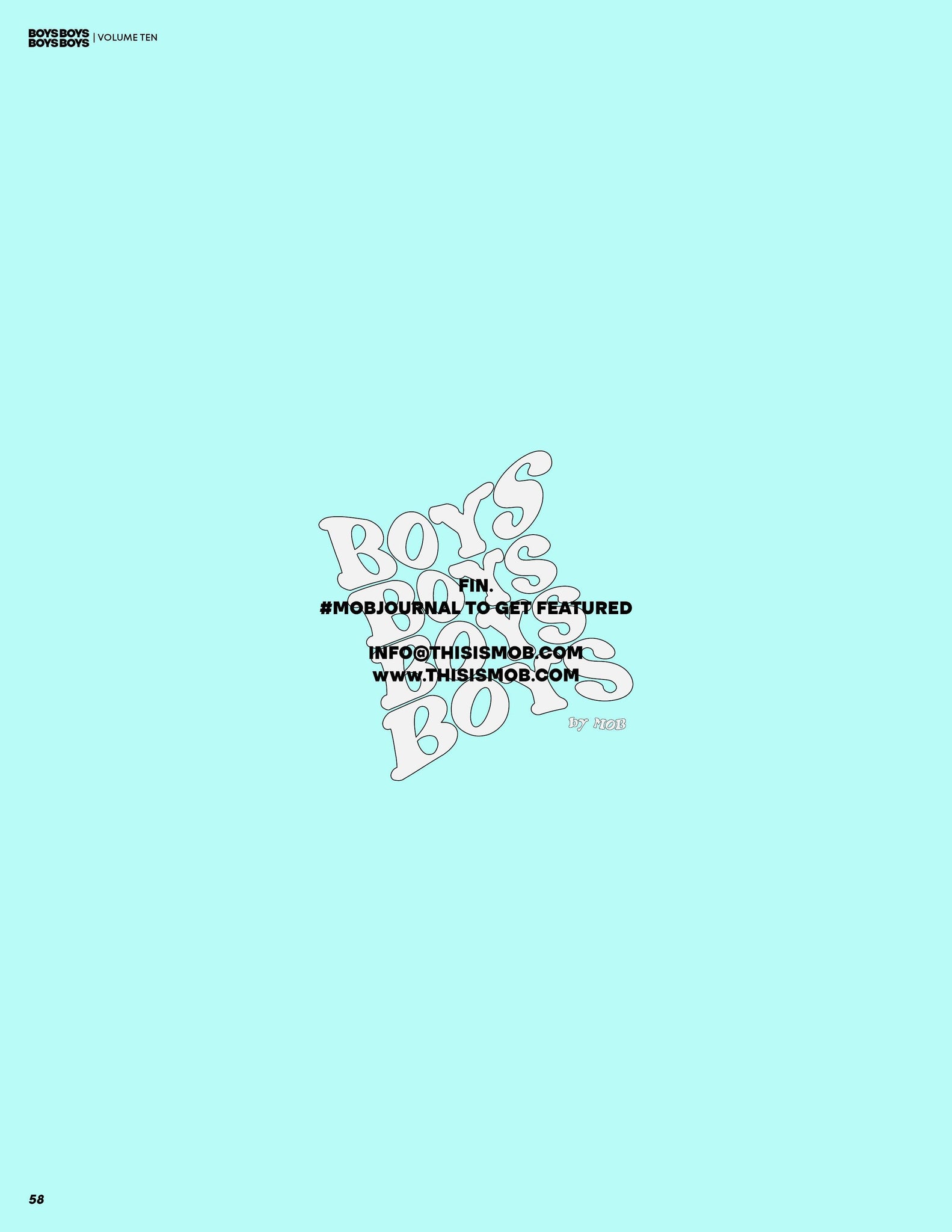 BOYS BOYS BOYS BOYS | VOLUME TEN | ISSUE #01 - Mob Journal