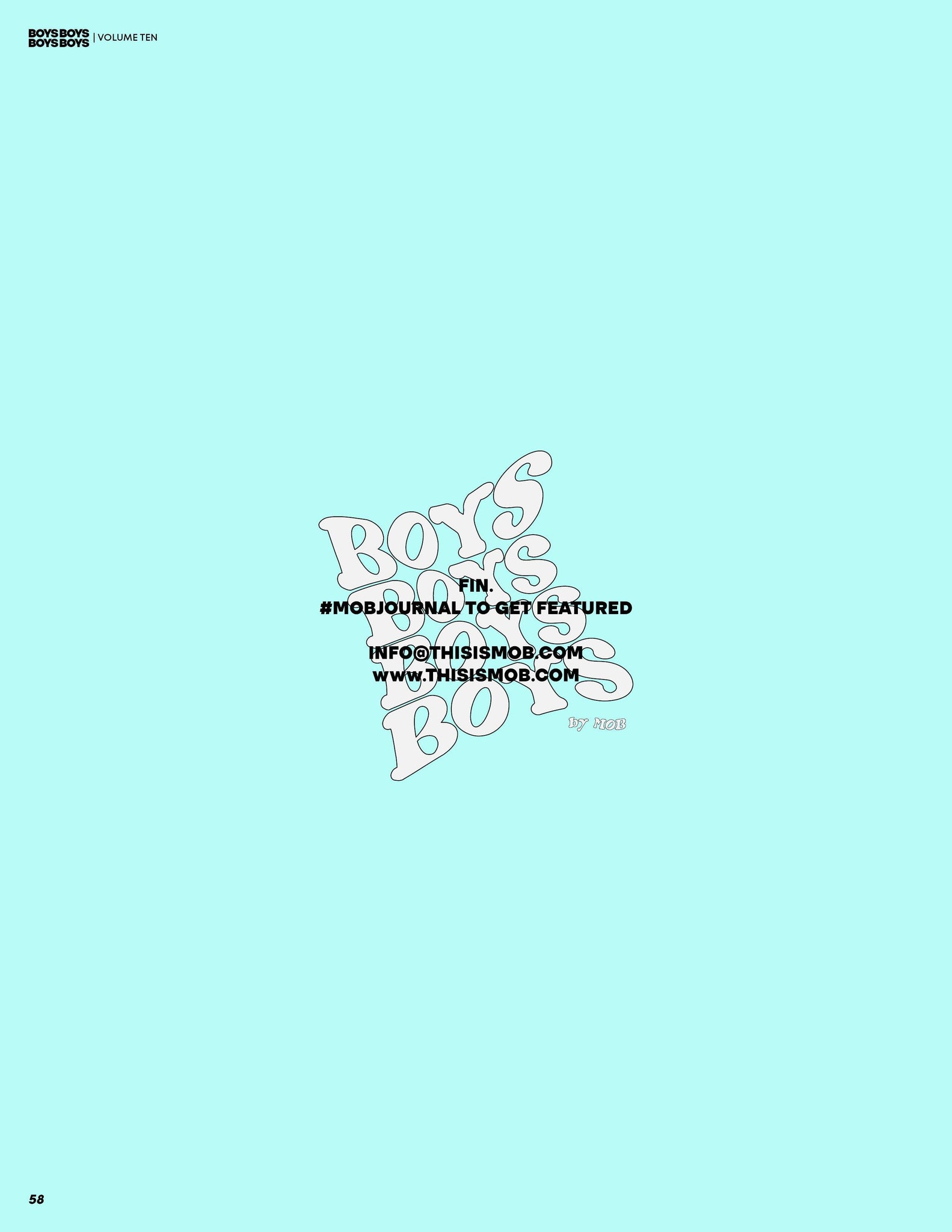 BOYS BOYS BOYS BOYS | VOLUME TEN | ISSUE #02 - Mob Journal