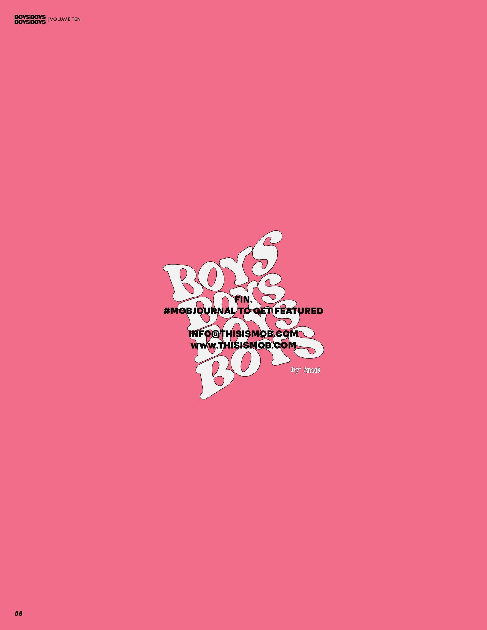 BOYS BOYS BOYS BOYS | VOLUME TEN | ISSUE #6 - Mob Journal