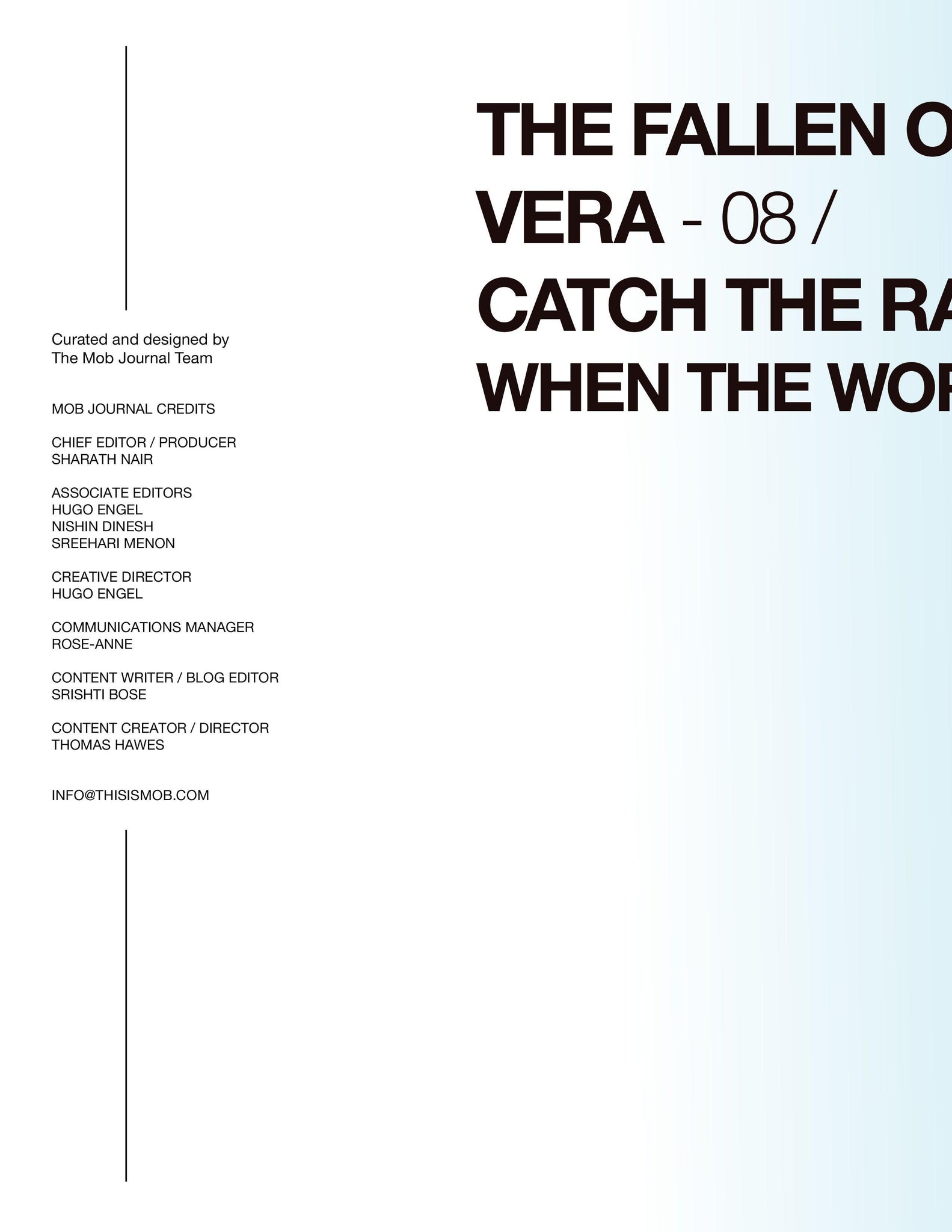 MOB JOURNAL | VOLUME TWENTY TWO | ISSUE #71 - Mob Journal