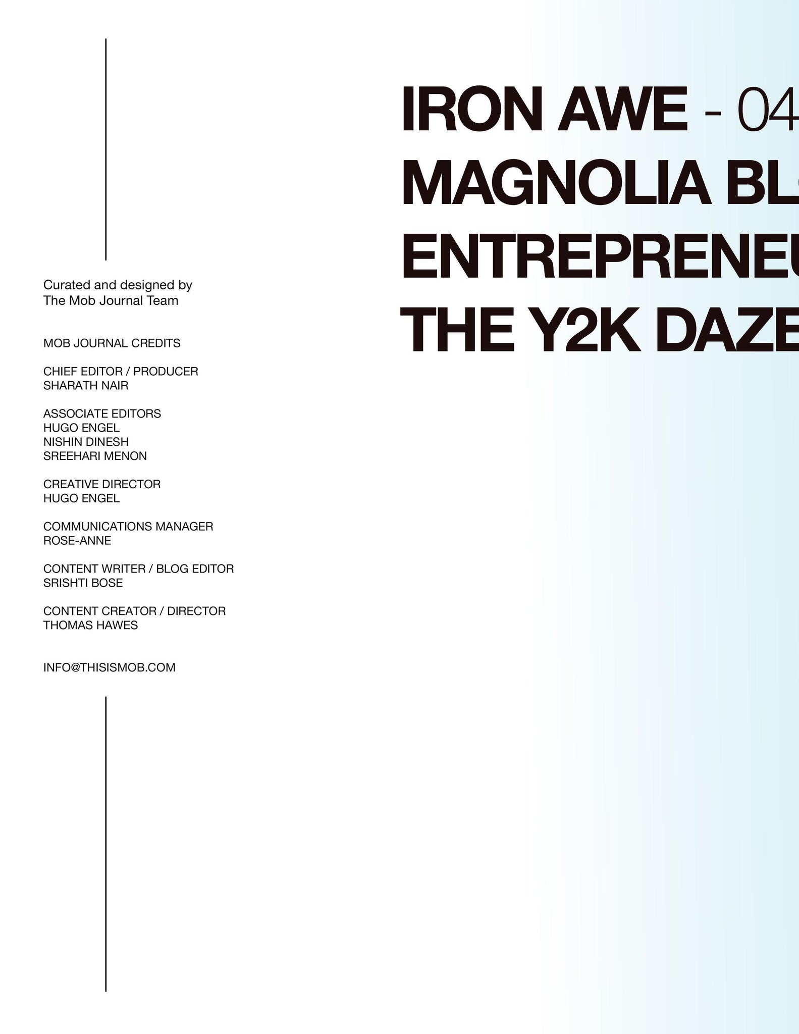 MOB JOURNAL | VOLUME TWENTY TWO | ISSUE #81 - Mob Journal