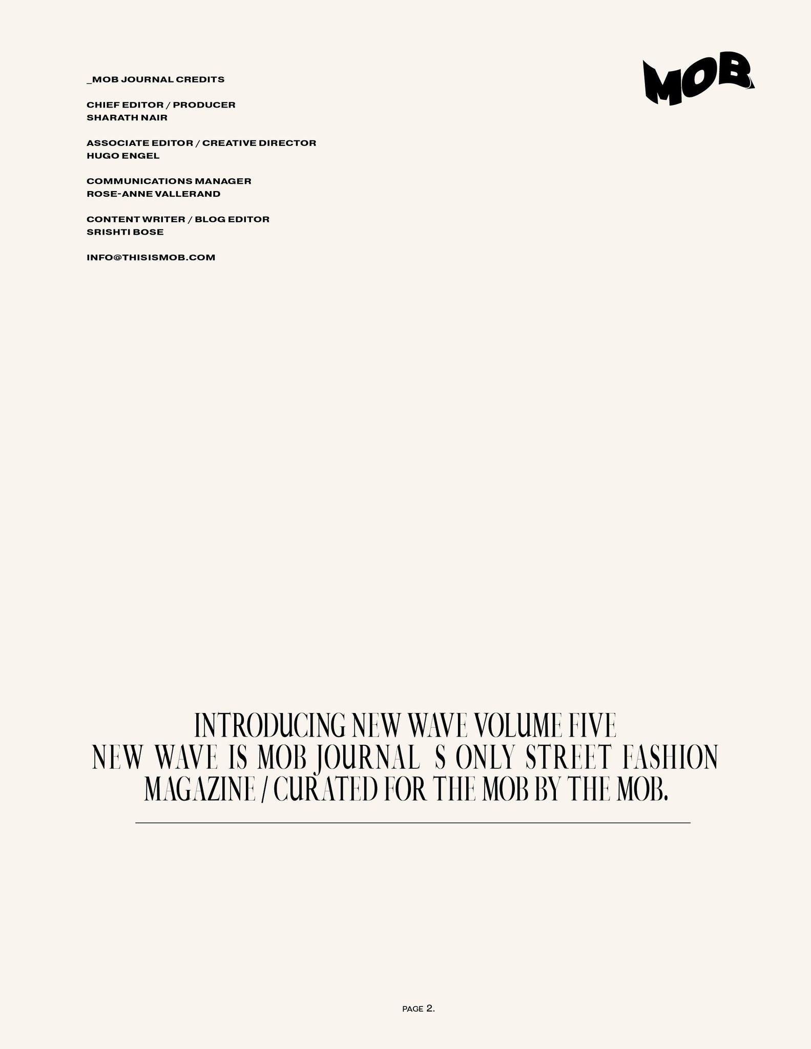 NEW WAVE | VOLUME FIVE | ISSUE #01 - Mob Journal