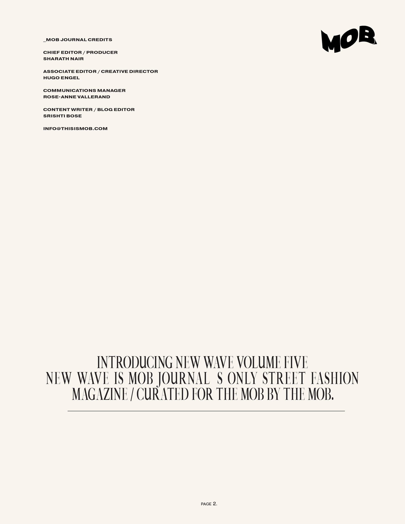 NEW WAVE | VOLUME FIVE | ISSUE #16 - Mob Journal