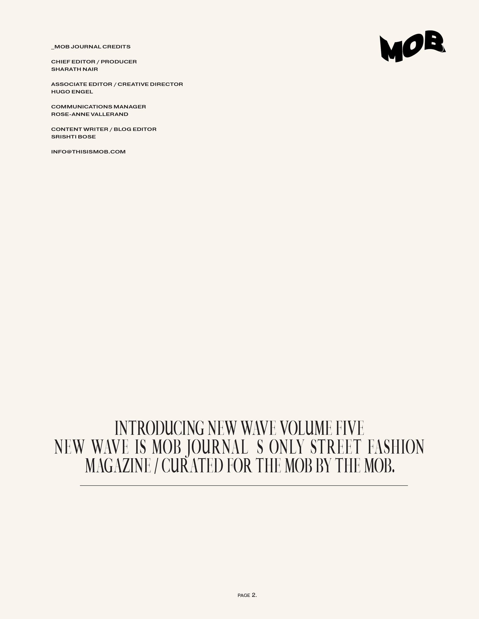 NEW WAVE | VOLUME FIVE | ISSUE #21 - Mob Journal