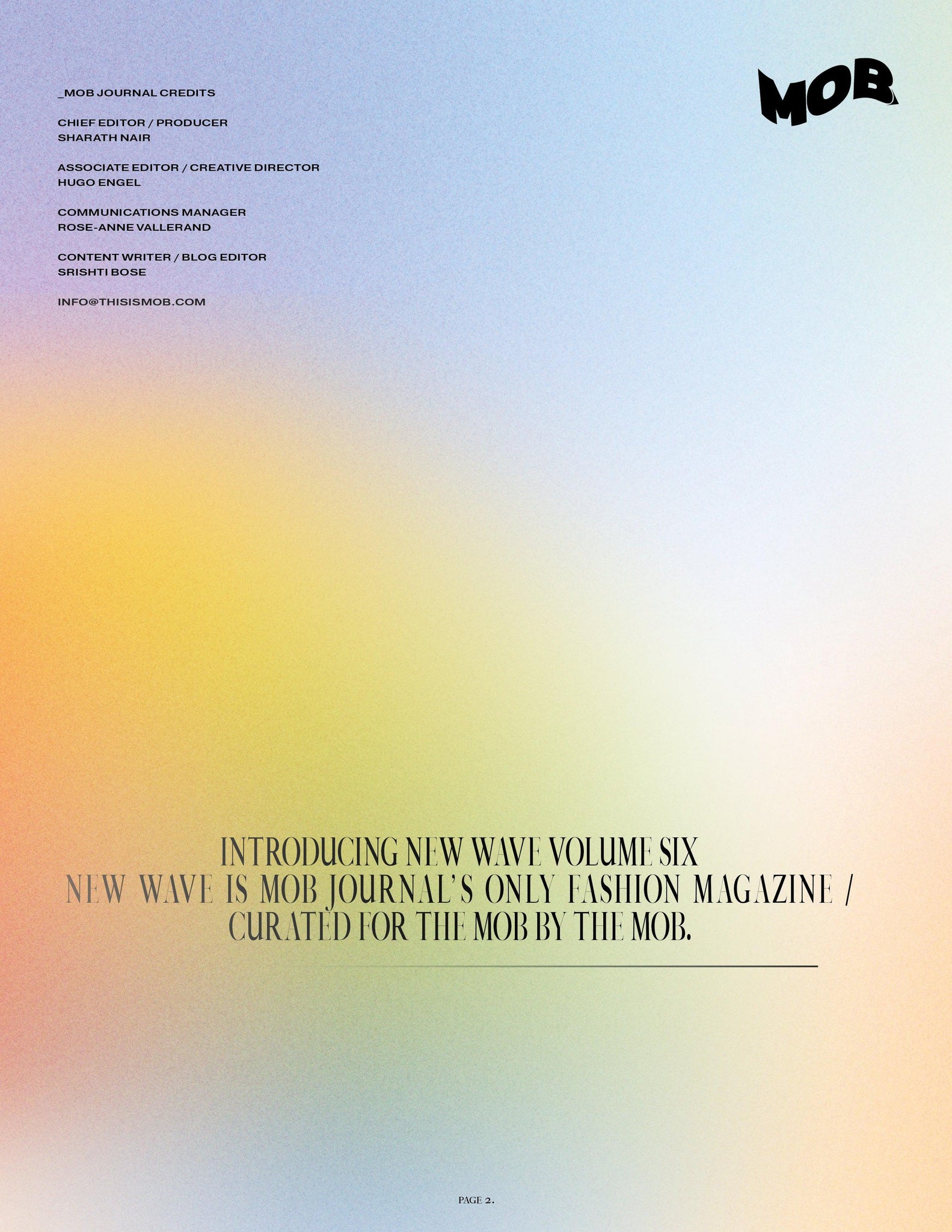NEW WAVE | VOLUME SIX | ISSUE #01 - Mob Journal