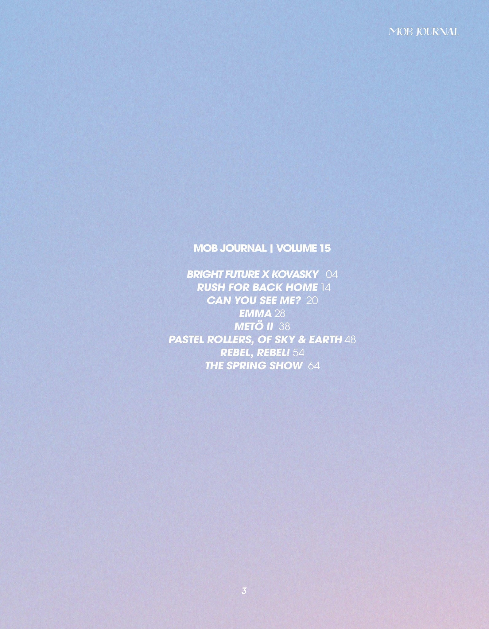 MOB JOURNAL | VOLUME FIFTEEN | ISSUE #01 - Mob Journal
