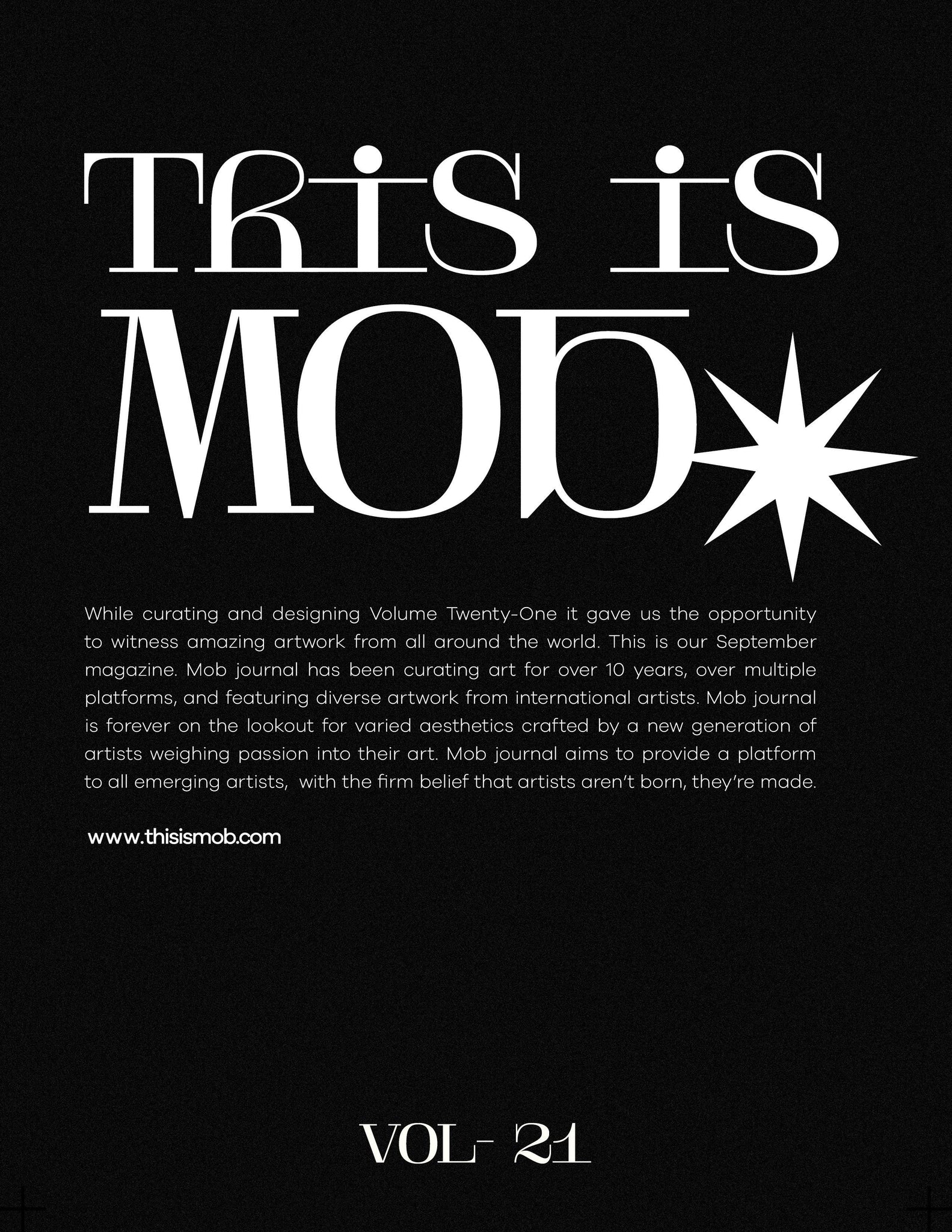 MOB JOURNAL | VOLUME TWENTY ONE | ISSUE #40 - Mob Journal