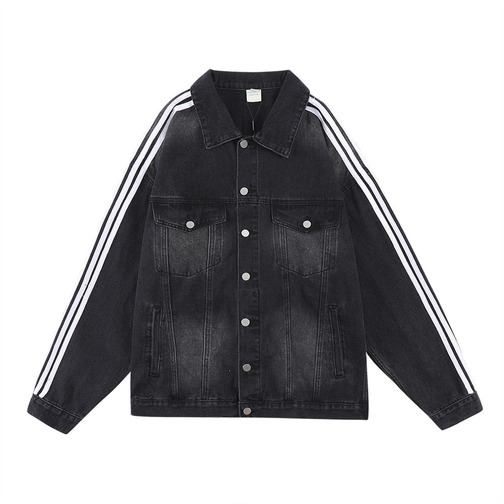 Firmranch 2023 New Black Three Bars Baggy Ripped Short Jeans Baggy Jorts For Men Women Oversize Denim Jackets Free Shipping